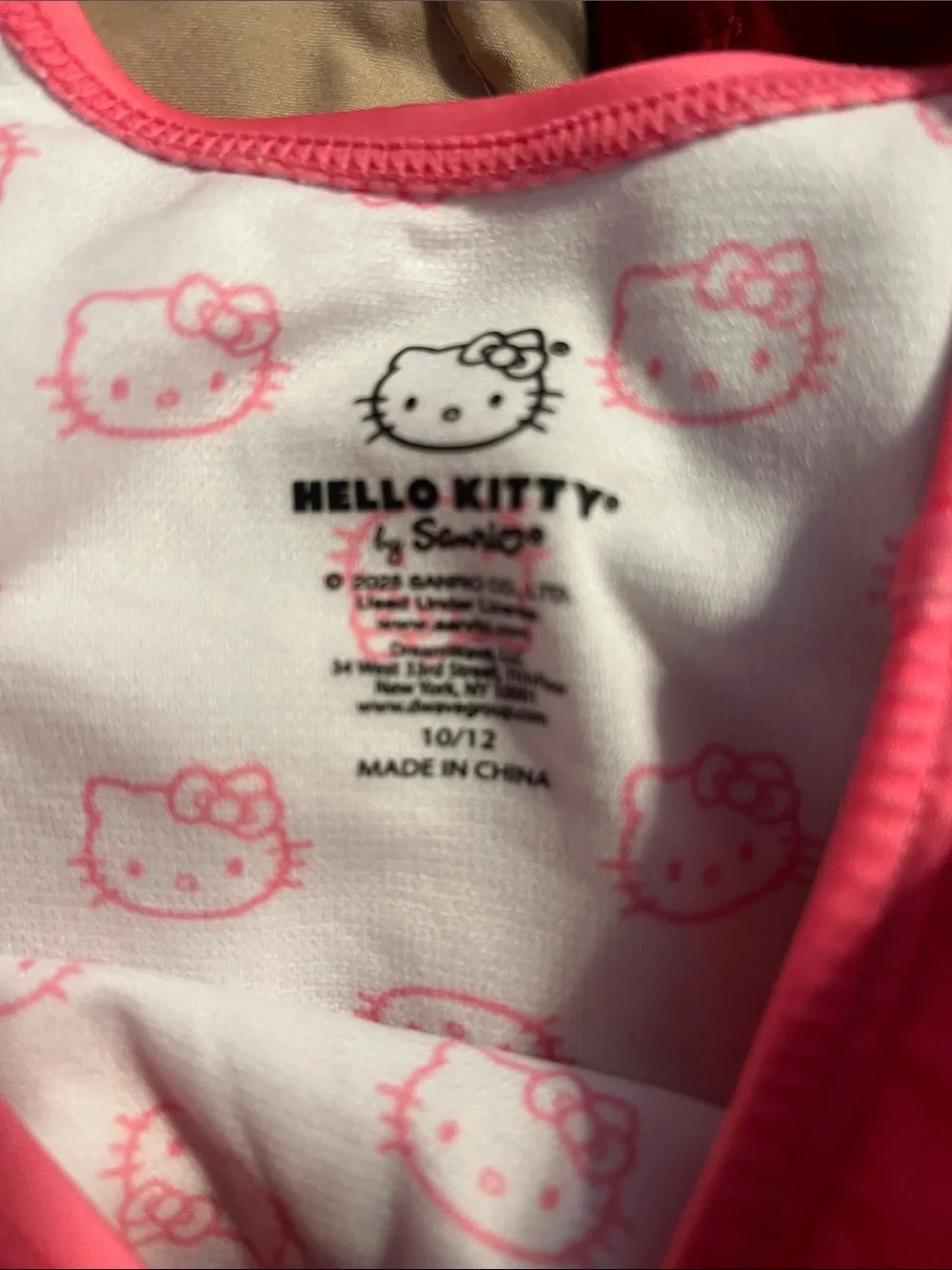 Hello Kitty Hot Pink and White Striped Girls Swim Suit